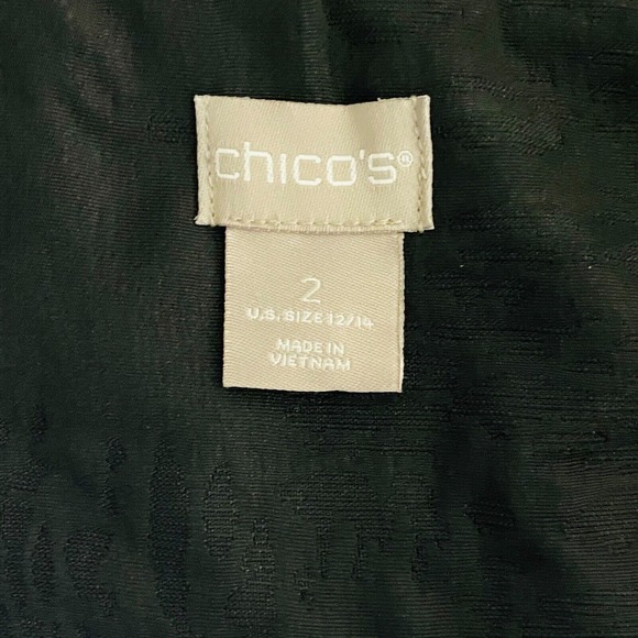 Womens Chicos Size 2 US 12/14 Pleat Back Jacket Black‎ Polyester 3/4 Sleeve - Picture 4 of 5